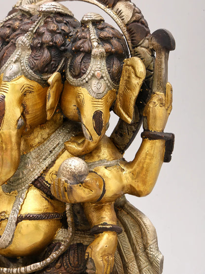 Brassaura™ Solid Brass Ganesha Sculpture for Pooja Room & Home Decor | 12 Inches | 6.72 kgs