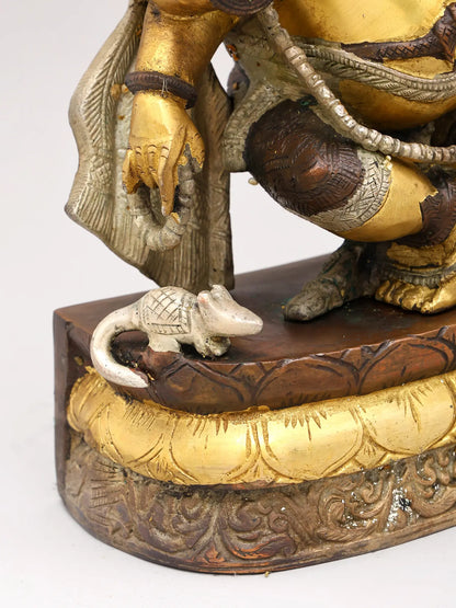 Brassaura™ Solid Brass Ganesha Sculpture for Pooja Room & Home Decor | 12 Inches | 6.72 kgs