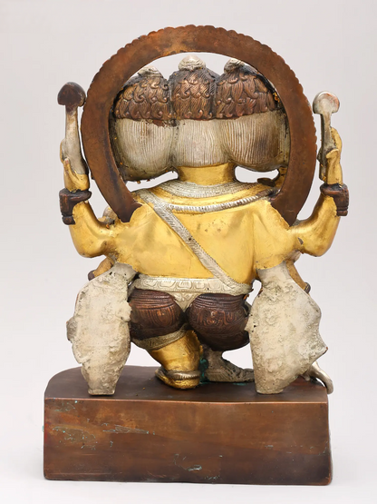 Brassaura™ Solid Brass Ganesha Sculpture for Pooja Room & Home Decor | 12 Inches | 6.72 kgs