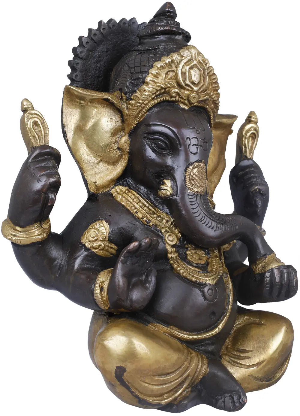 Brassaura™ Small Brass Ganesha Idol for Car Dashboard & Home Temple | 6 Inches | 1.30 kgs
