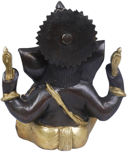 Brassaura™ Small Brass Ganesha Idol for Car Dashboard & Home Temple | 6 Inches | 1.30 kgs