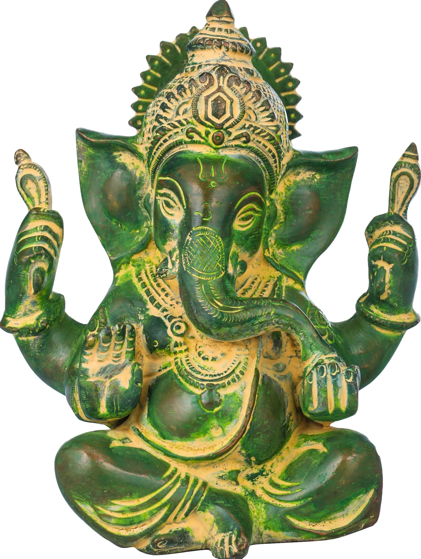 Brassaura™ Small Brass Ganesha Idol for Car Dashboard & Home Temple | 6 Inches | 1.30 kgs