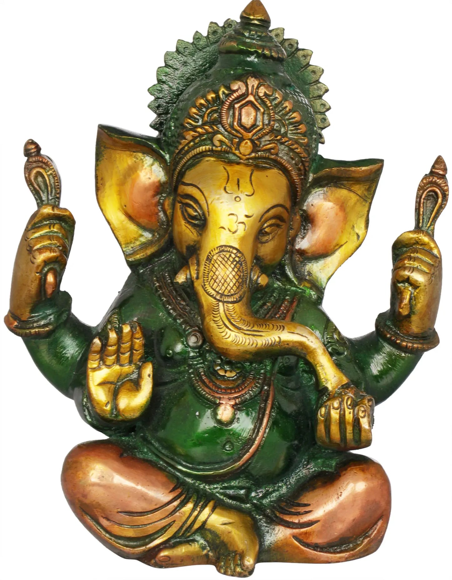 Brassaura™ Small Brass Ganesha Idol for Car Dashboard & Home Temple | 6 Inches | 1.30 kgs