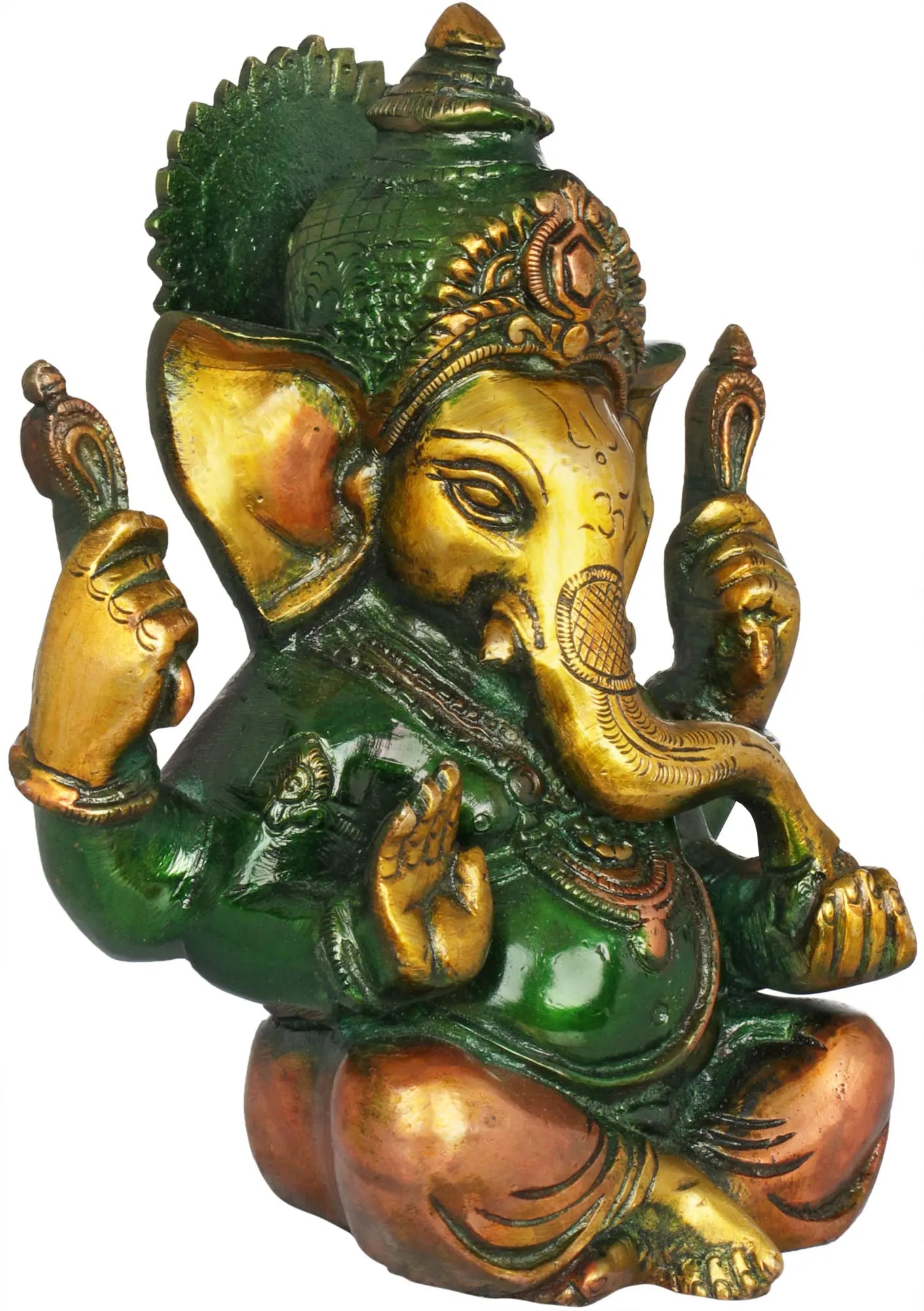 Brassaura™ Small Brass Ganesha Idol for Car Dashboard & Home Temple | 6 Inches | 1.30 kgs