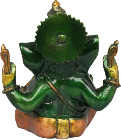 Brassaura™ Small Brass Ganesha Idol for Car Dashboard & Home Temple | 6 Inches | 1.30 kgs