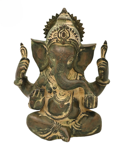 Brassaura™ Small Brass Ganesha Idol for Car Dashboard & Home Temple | 6 Inches | 1.30 kgs