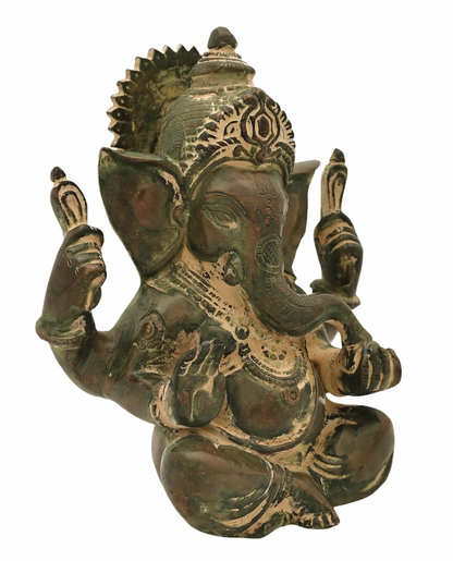 Brassaura™ Small Brass Ganesha Idol for Car Dashboard & Home Temple | 6 Inches | 1.30 kgs