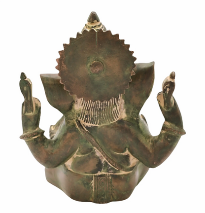 Brassaura™ Small Brass Ganesha Idol for Car Dashboard & Home Temple | 6 Inches | 1.30 kgs