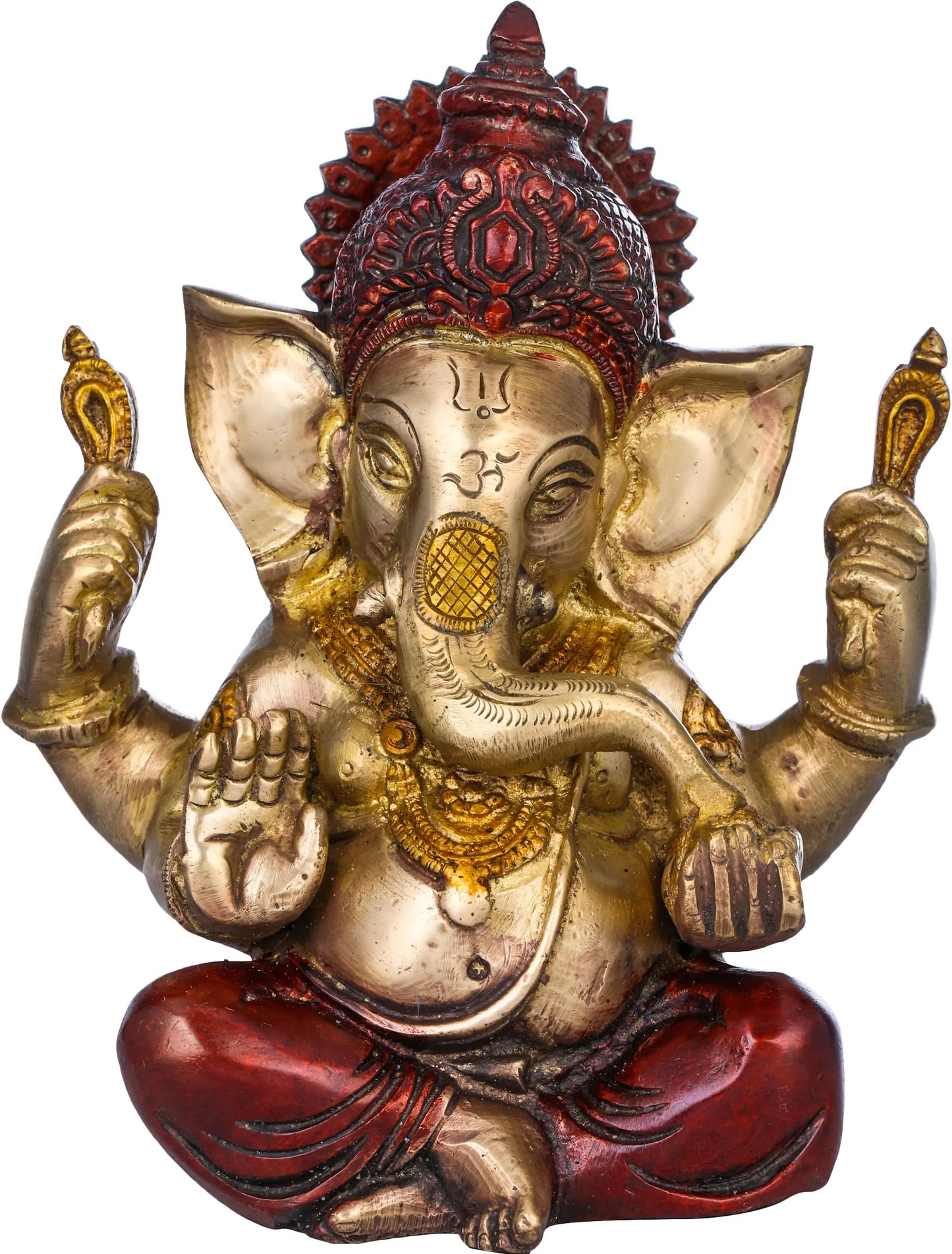Brassaura™ Small Brass Ganesha Idol for Car Dashboard & Home Temple | 6 Inches | 1.30 kgs