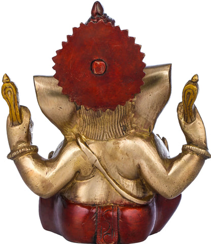Brassaura™ Small Brass Ganesha Idol for Car Dashboard & Home Temple | 6 Inches | 1.30 kgs