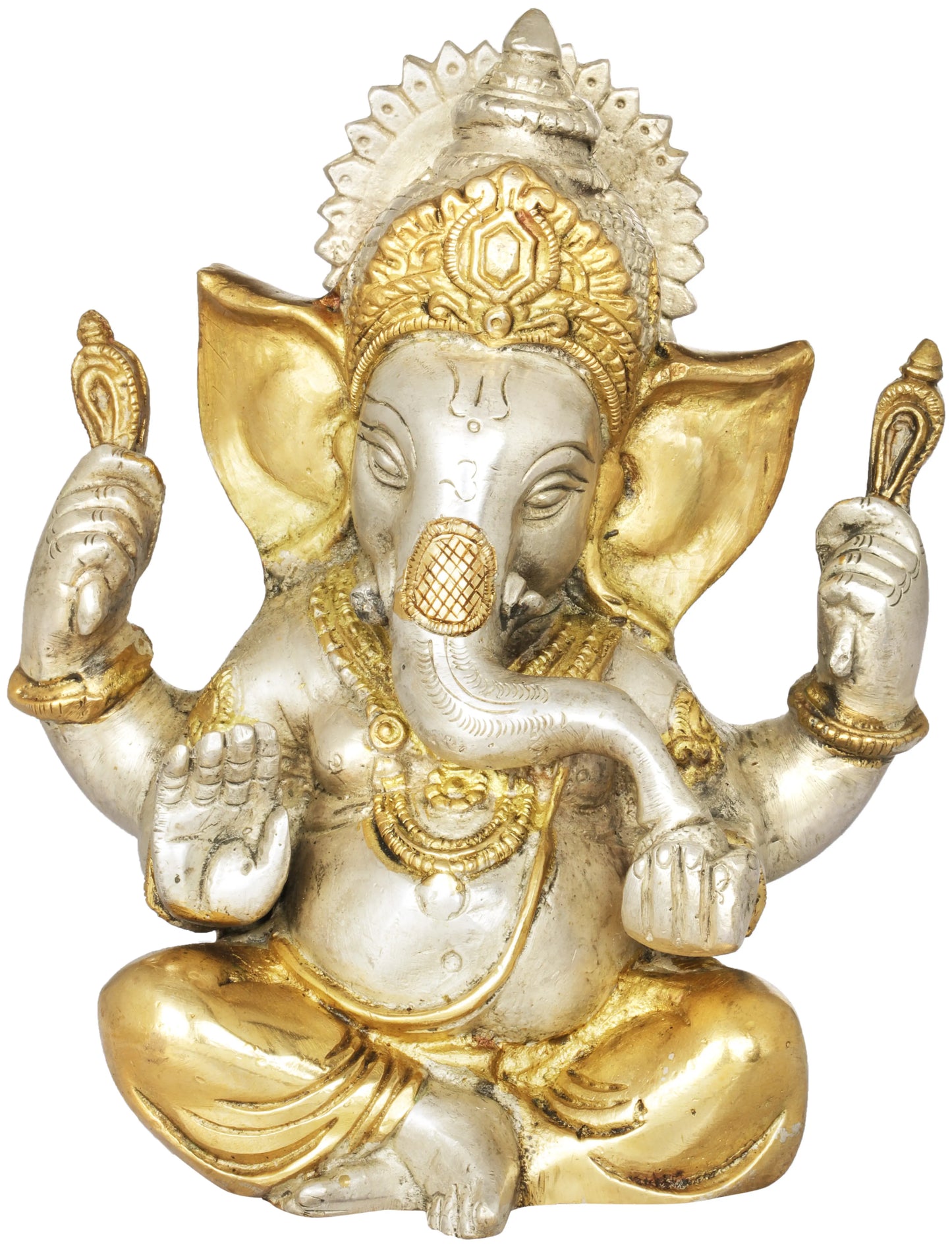 Brassaura™ Small Brass Ganesha Idol for Car Dashboard & Home Temple | 6 Inches | 1.30 kgs