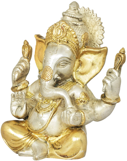 Brassaura™ Small Brass Ganesha Idol for Car Dashboard & Home Temple | 6 Inches | 1.30 kgs