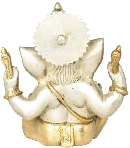 Brassaura™ Small Brass Ganesha Idol for Car Dashboard & Home Temple | 6 Inches | 1.30 kgs