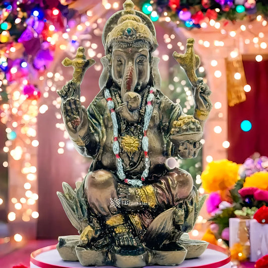 Brassaura™ Resin Ganesha Statue for Car Dashboard, Home and Decor | Weight 0.06 Kgs | Height 3.15 Inches