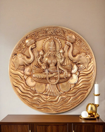 Brass Laxmi Wall Hanging for Home and Decor Home Height 7.5 Inches & Weight 1.2 Kgs