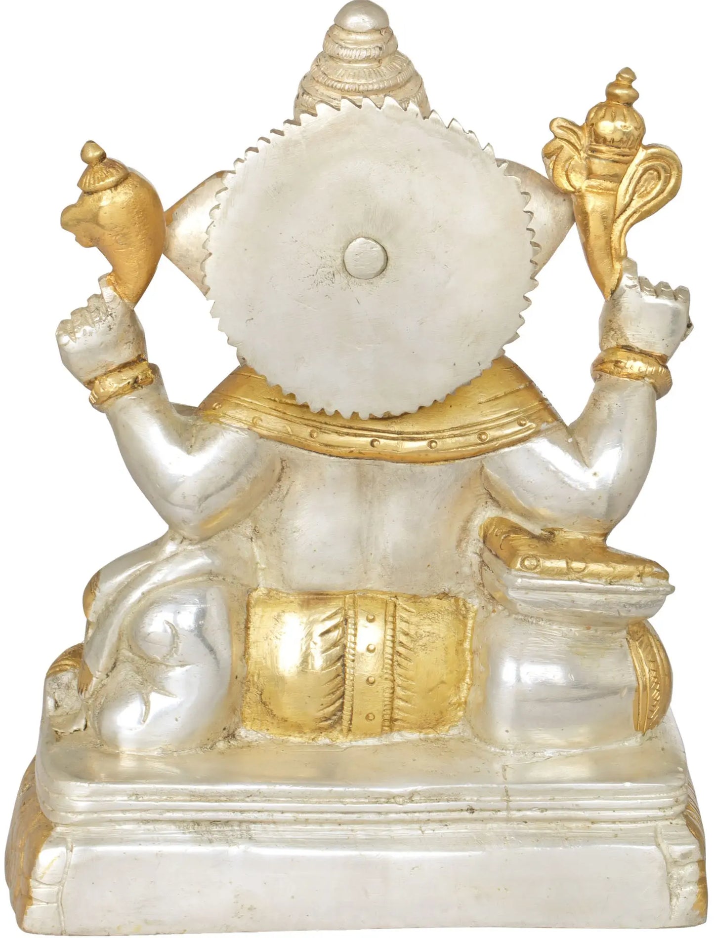 Brassaura® Lord Ganesha Writing Mahabharata | Pure Brass Gold & Silver Finish | Height 7.5 Inches & Weight 2.80 kgs