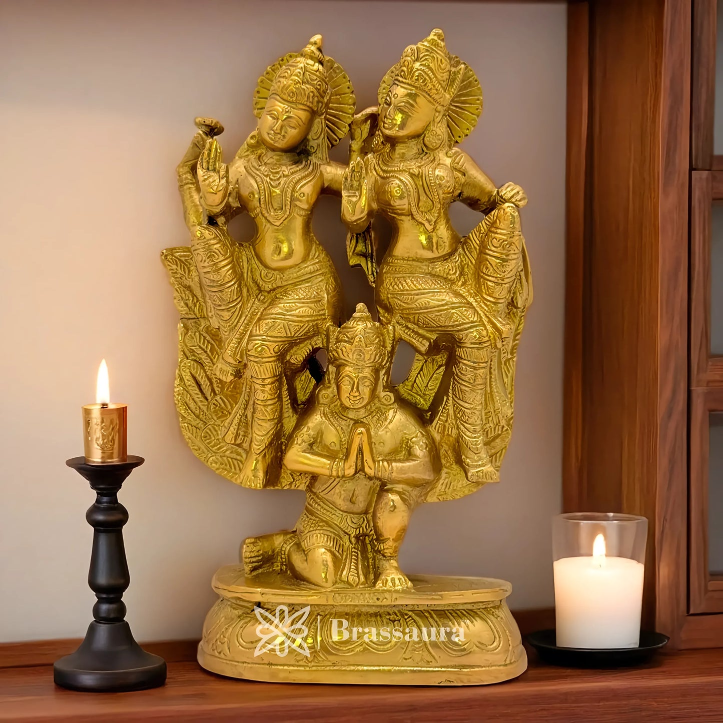 Brassaura™ Brass Vishnu Laxmi & Garuda Idol – Height 8.4 Inches & Weight 2.2 Kgs | Temple Room & Worship Accent