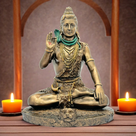 Brassaura™ Resin Mahadev Statue – Height 10 Inches & Weight 2.1 Kg | Pooja & Décor