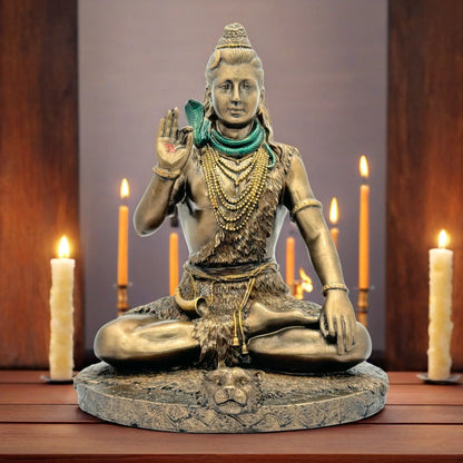 Brassaura™ Resin Mahadev Statue – Height 10 Inches & Weight 2.1 Kg | Pooja & Décor