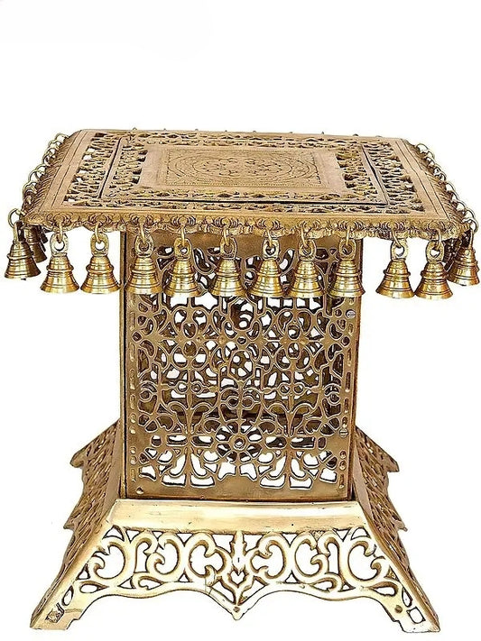 Brassaura™ Brass Designer Pedestal (Chowki) – Height 14.96 inches Weight 16 kgs