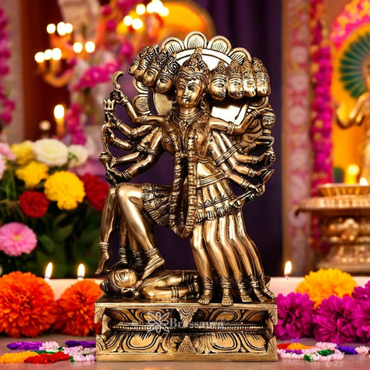 Brassaura™ Handcrafted Brass 10 Leg Kali Maa Murti – Height 15 Inches & Weight 8.5 Kgs | Temple & Home Décor