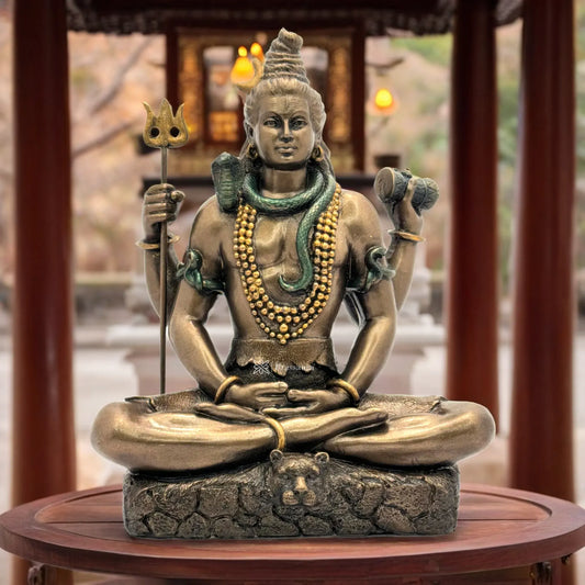 Brassaura™ Resin Mahadev Statue – Height 8 Inches & Weight 1.136 Kg | Pooja & Décor
