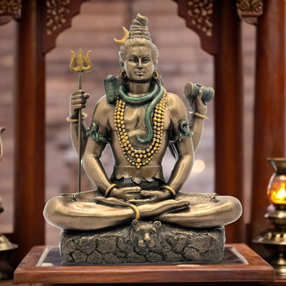 Brassaura™ Resin Mahadev Statue – Height 8 Inches & Weight 1.136 Kg | Pooja & Décor