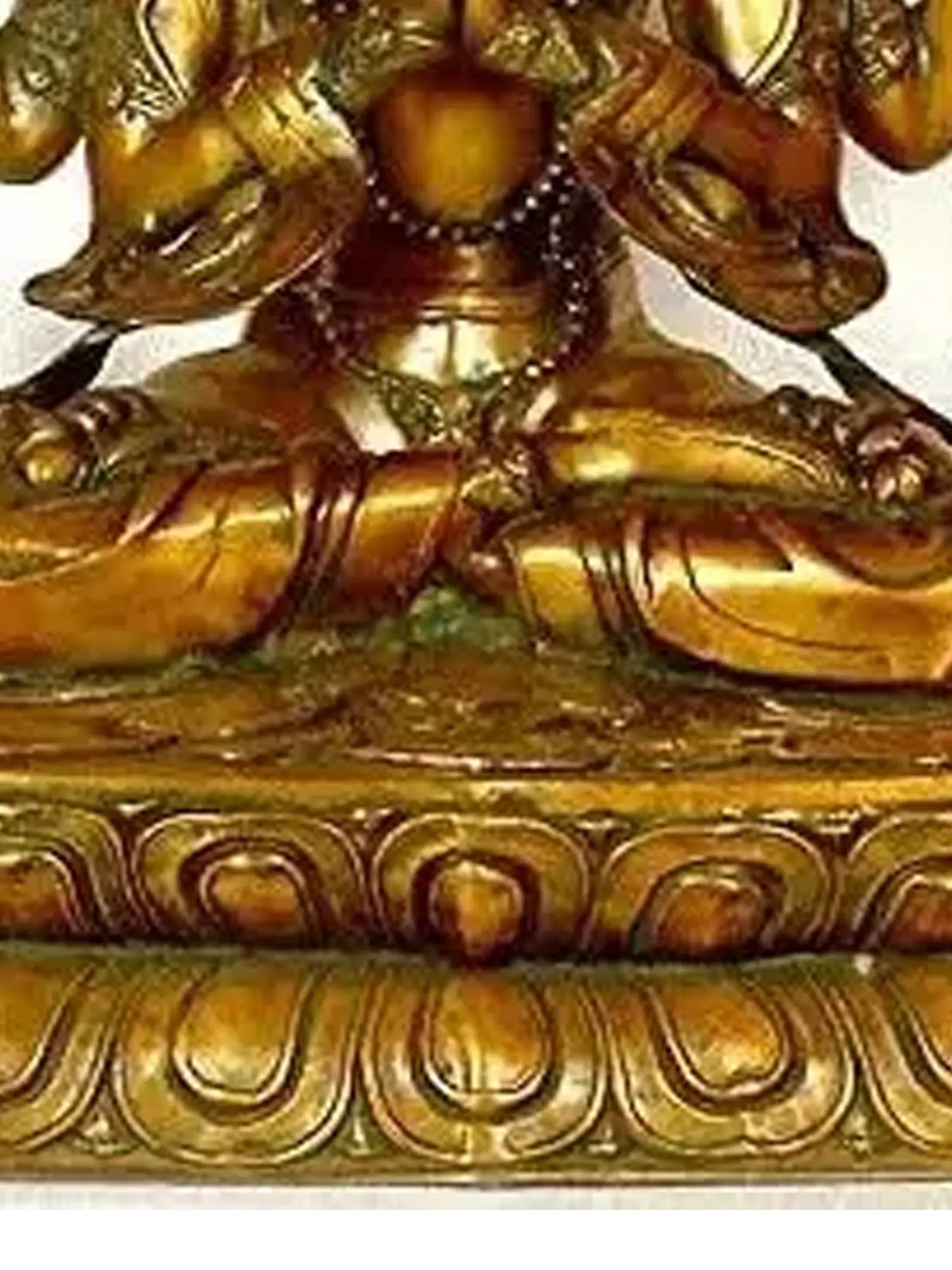 Brassaura® Four-Armed Avalokiteshvara Seated on Lotus | Pure Brass | Height 28 Inches & Weight 25 kgs