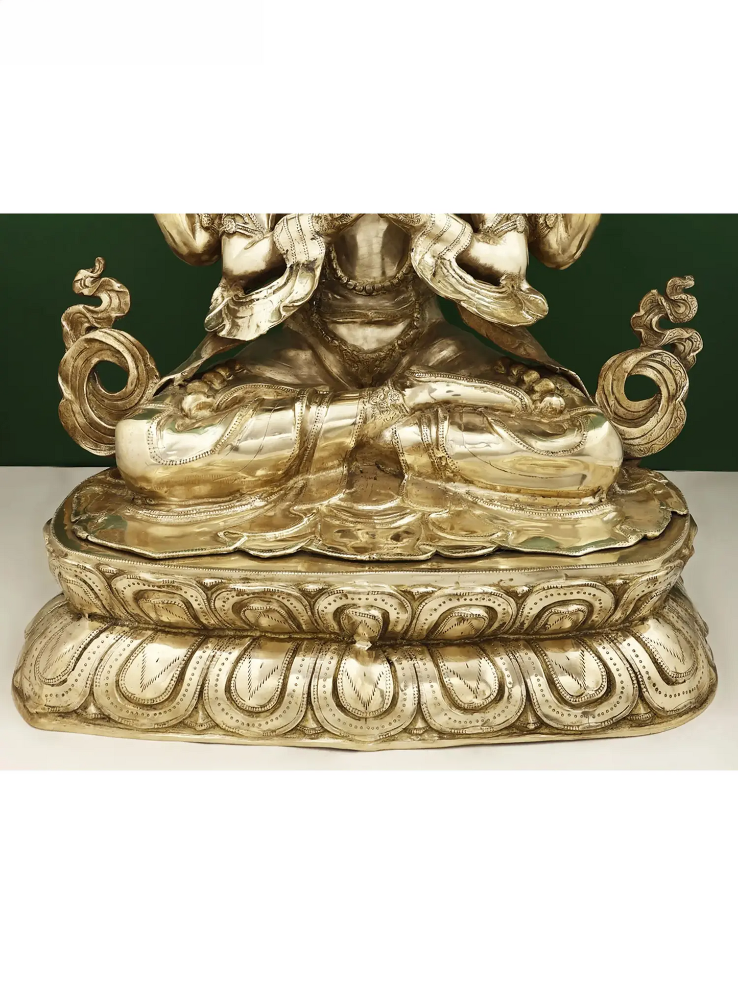 ब्रसौरा® चार-भुजाओं वाले अवलोकितेश्वर कमल पर विराजमान | शुद्ध पीतल | ऊंचाई 28 इंच और वज़न 25 किलोग्राम