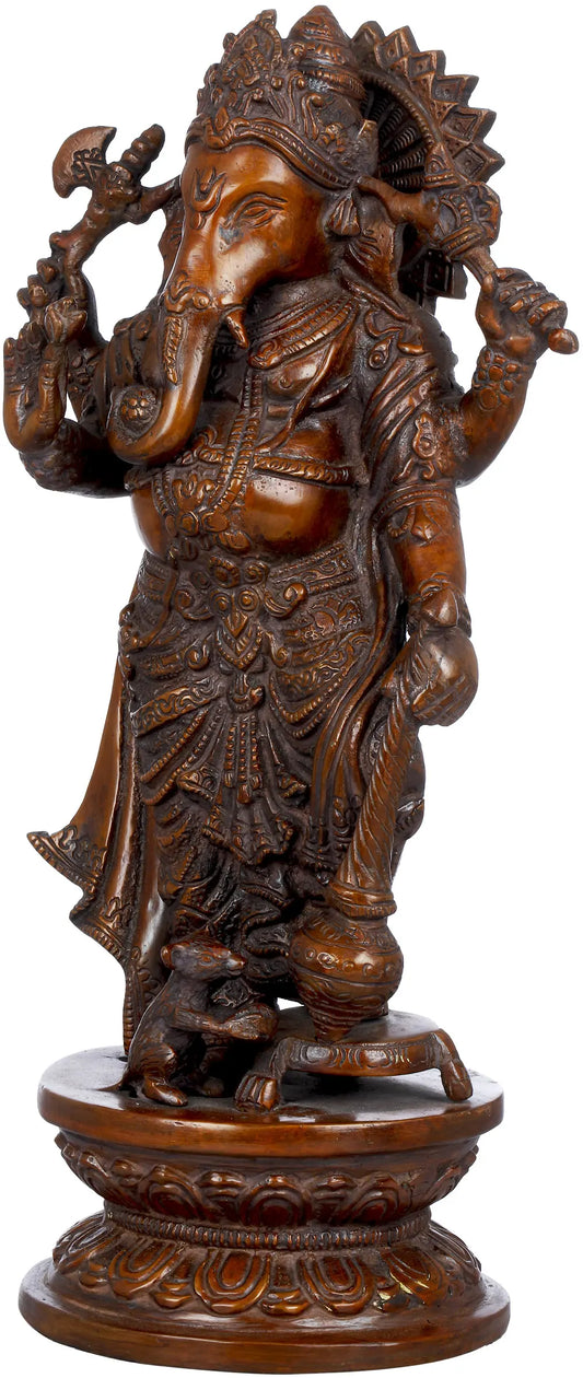 Brassaura™ Lord Ganesha Brass Statue | Height 12 Inches & Weight 3.50 kgs
