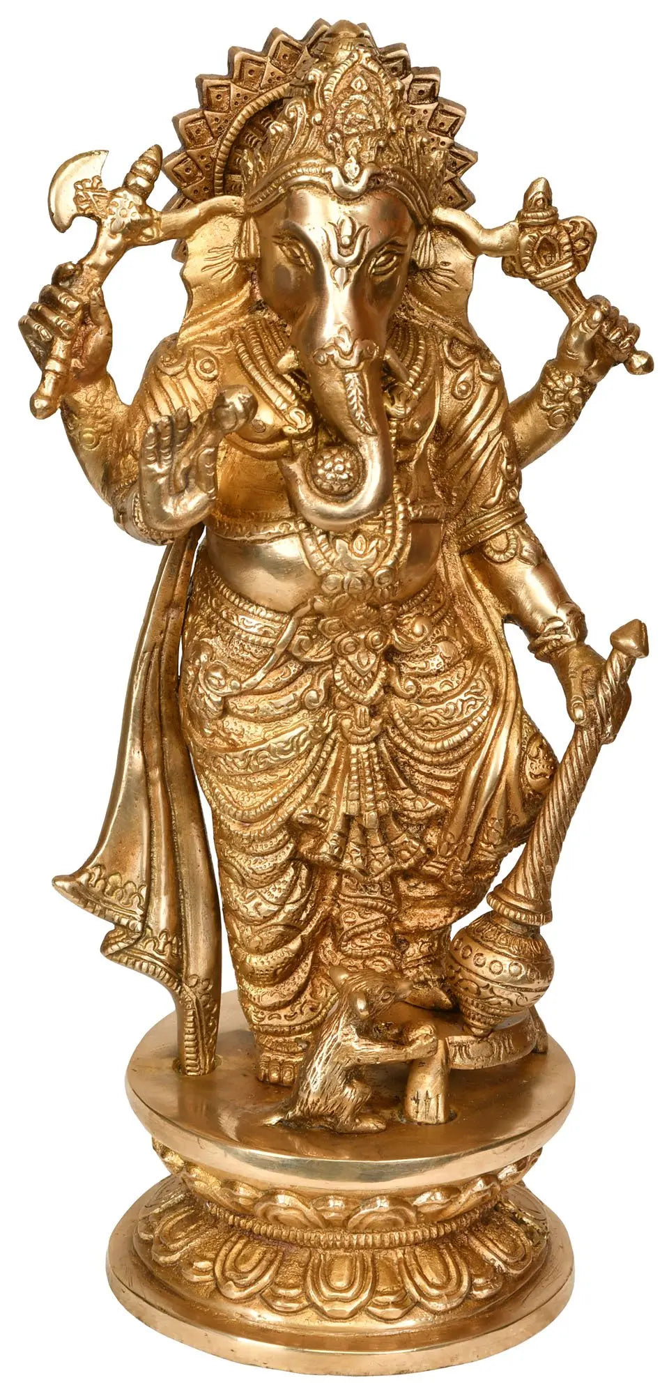 Brassaura™ Lord Ganesha Brass Statue | Height 12 Inches & Weight 3.50 kgs