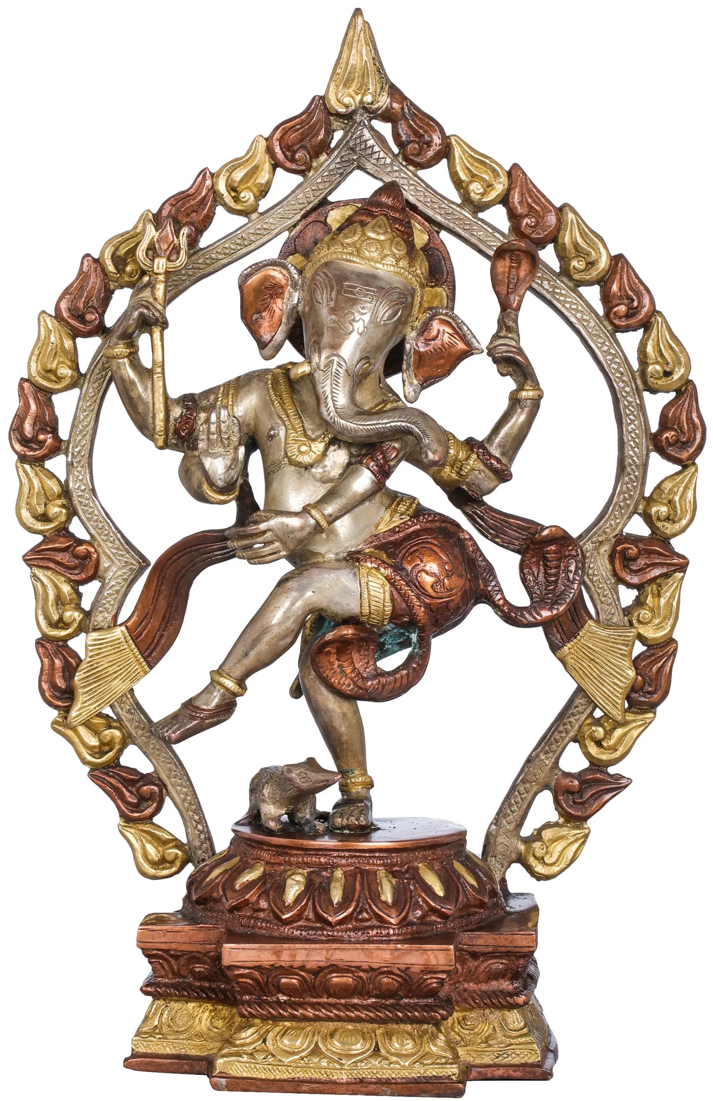 Brassaura™ Dancing Lord Ganesha in Prabhavali Frame | Height 14.8 Inches & Weight 4.50 kgs