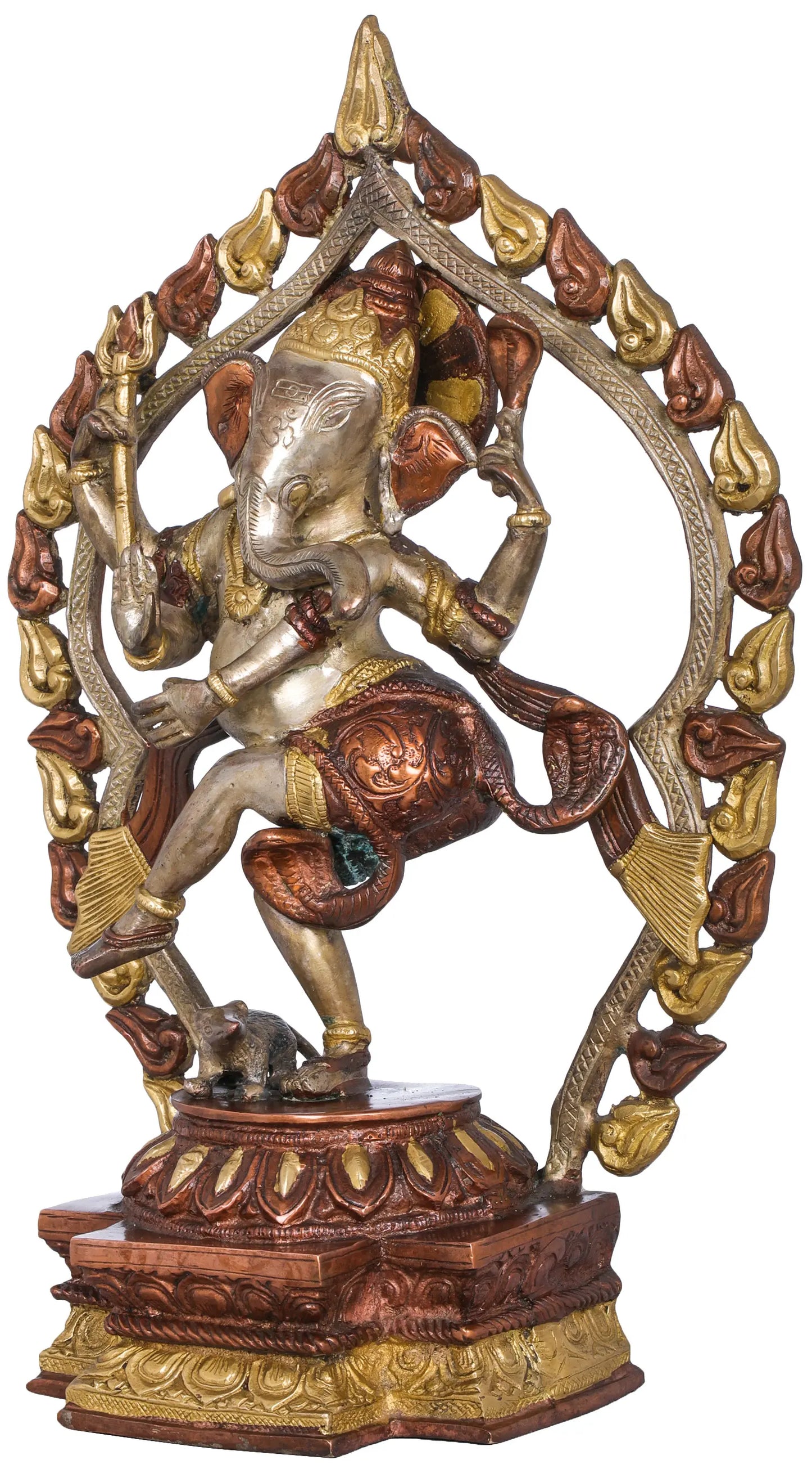Brassaura™ Dancing Lord Ganesha in Prabhavali Frame | Height 14.8 Inches & Weight 4.50 kgs