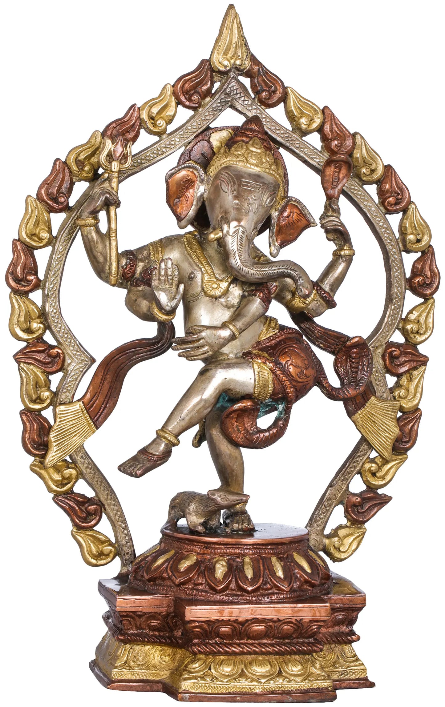 Brassaura™ Dancing Lord Ganesha in Prabhavali Frame | Height 14.8 Inches & Weight 4.50 kgs