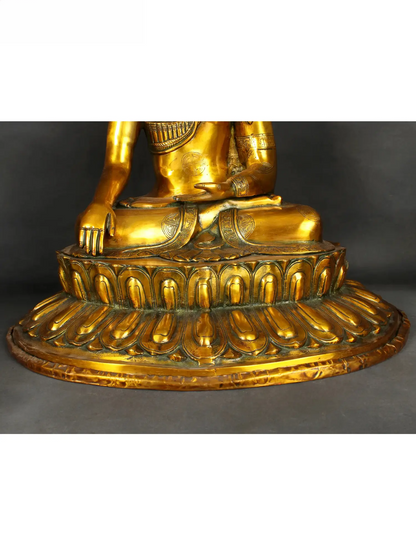 ब्रासौरा® ब्रास आसीन बुद्ध प्रतिमा | सुनहरा फिनिश | ऊंचाई 22.6 इंच और वजन 17.60 किलोग्राम