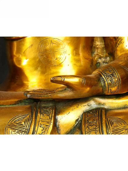 ब्रासौरा® ब्रास आसीन बुद्ध प्रतिमा | सुनहरा फिनिश | ऊंचाई 22.6 इंच और वजन 17.60 किलोग्राम