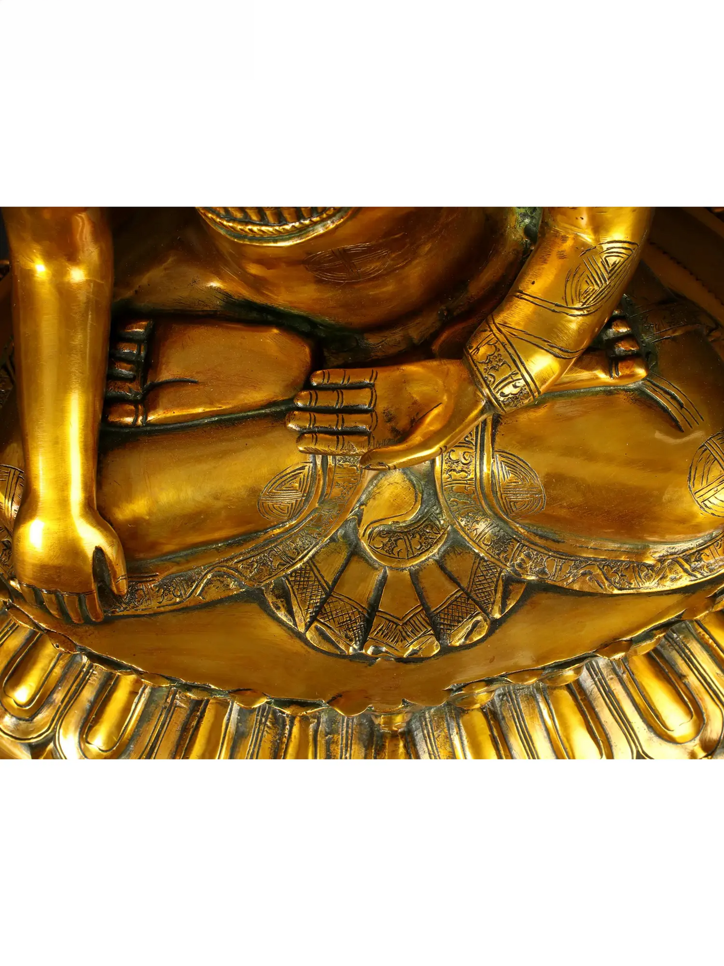 ब्रासौरा® ब्रास आसीन बुद्ध प्रतिमा | सुनहरा फिनिश | ऊंचाई 22.6 इंच और वजन 17.60 किलोग्राम