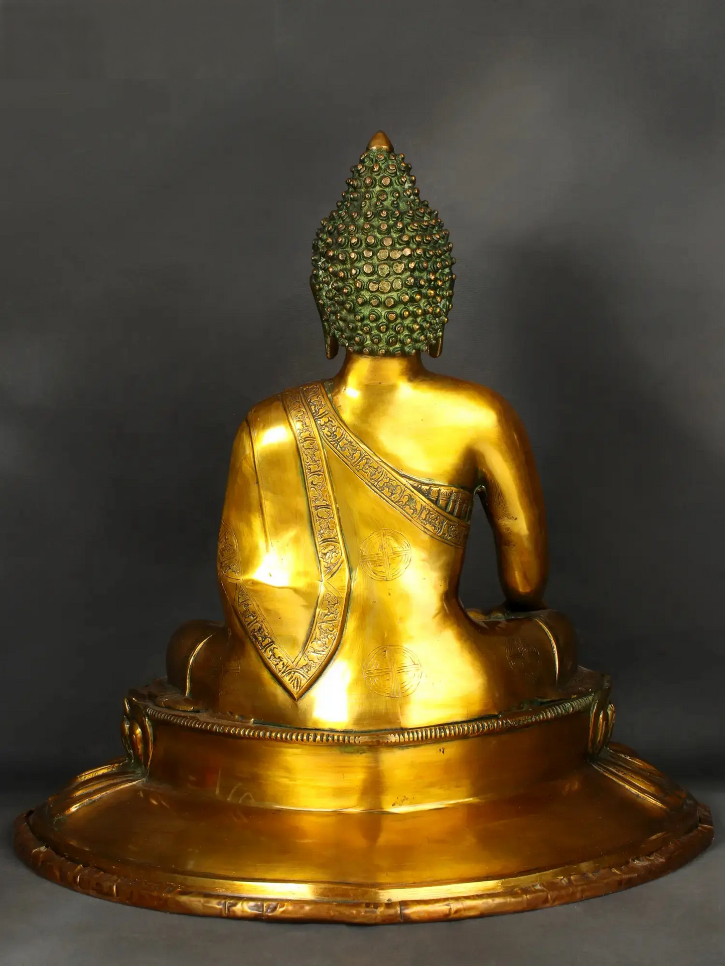 ब्रासौरा® ब्रास आसीन बुद्ध प्रतिमा | सुनहरा फिनिश | ऊंचाई 22.6 इंच और वजन 17.60 किलोग्राम