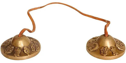Brassaura™ Tibetan Buddhist OM MANI PADME HUME Brass Cymbals – Weight 0.16 kgs