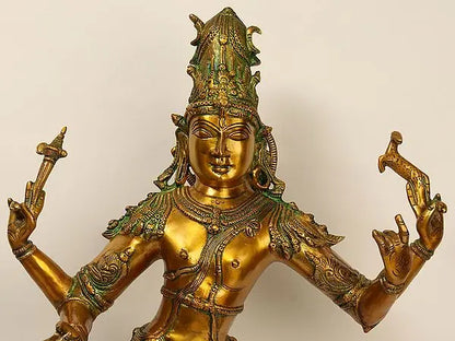 Brassaura® Brass Shiva Statue with Inlay Work | Height 32.09 Inches & Weight 16.30 kg