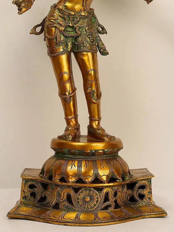Brassaura® Brass Shiva Statue with Inlay Work | Height 32.09 Inches & Weight 16.30 kg