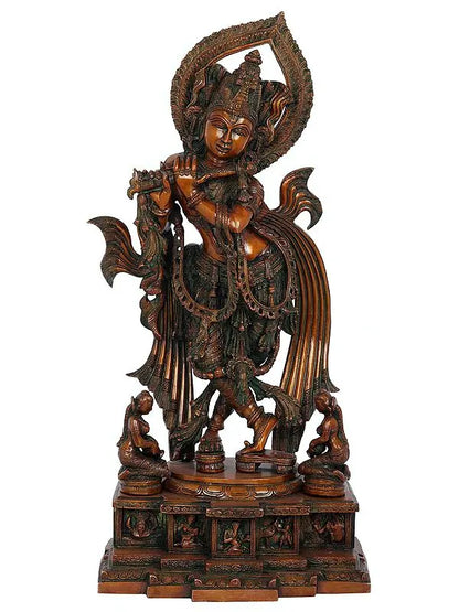 Brassaura® Brass Krishna Statue | Height 25 Inches & Weight 16.10 kg