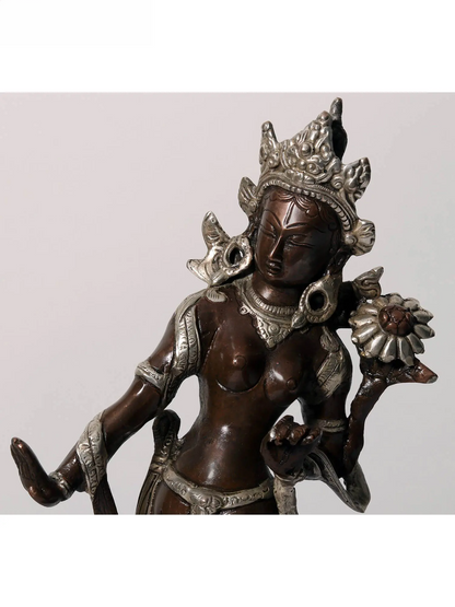 Brassaura® Standing Tara Sculpture | Dual Tone Finish | Height 13.98 Inches & Weight 3.77 kgs