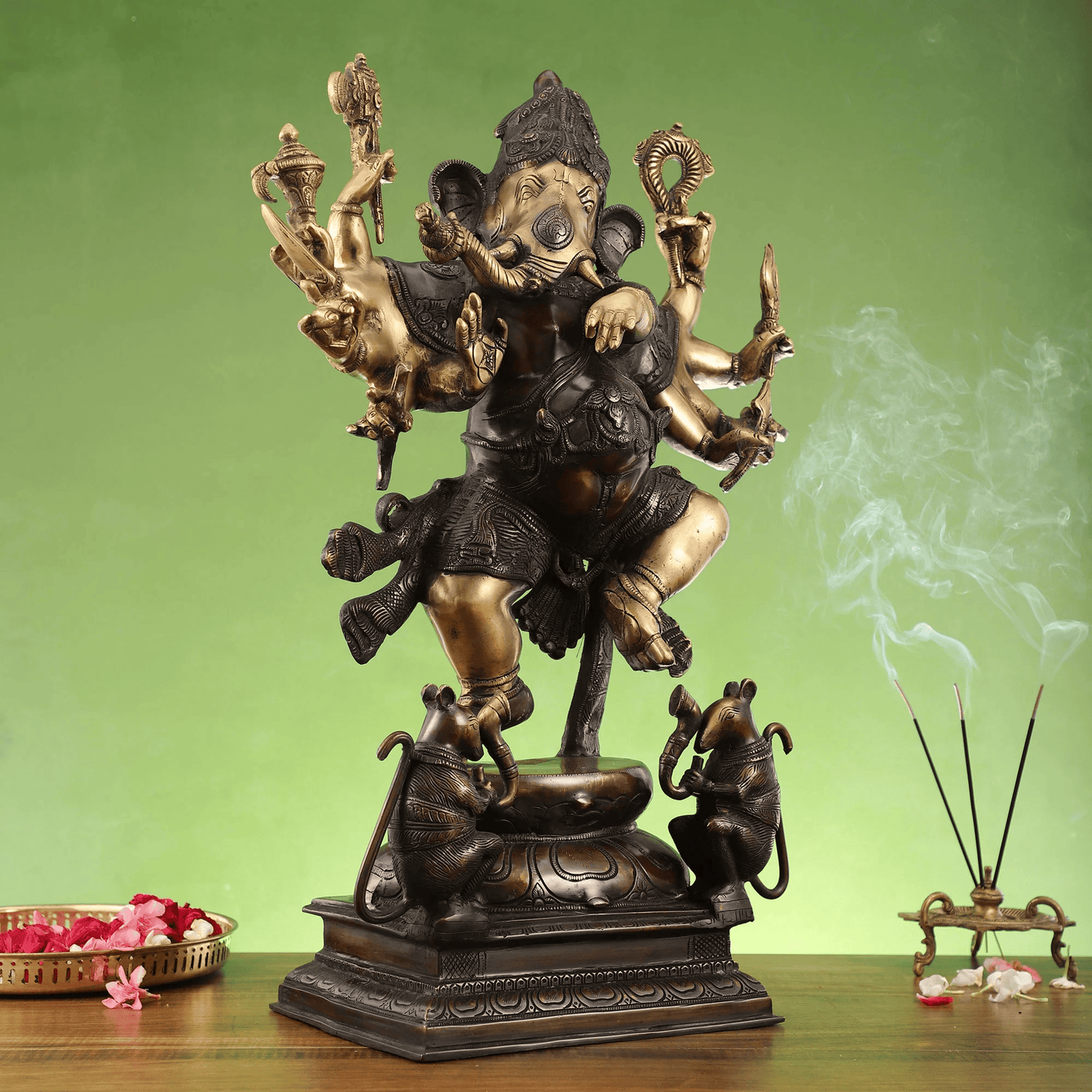 Brassaura™ Hoysala Style Brass Lord Ganesha Statue | Antique Chola Bronze Finish | Height 26 Inches & Weight 27 Kgs