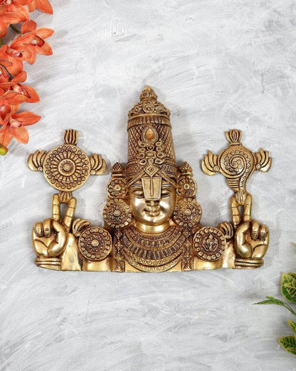 Brassaura® Brass Tirupati Balaji Wall Hanging | Height 12 Inches