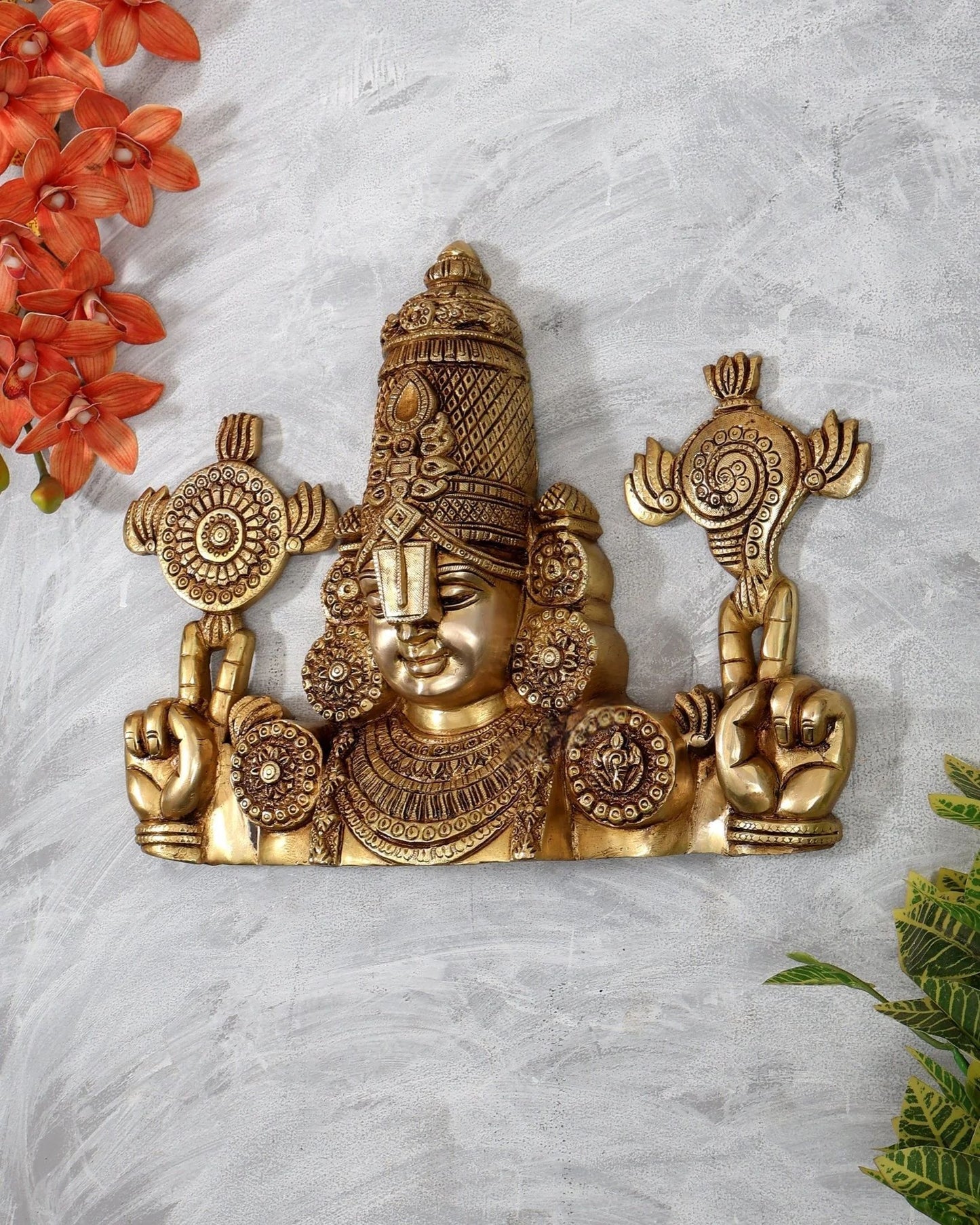 Brassaura® Brass Tirupati Balaji Wall Hanging | Height 12 Inches