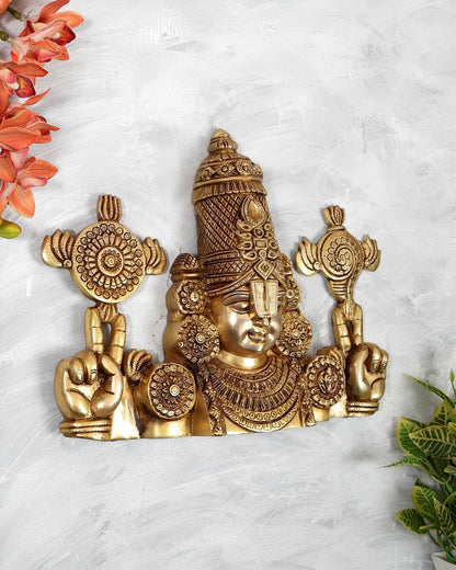 Brassaura® Brass Tirupati Balaji Wall Hanging | Height 12 Inches