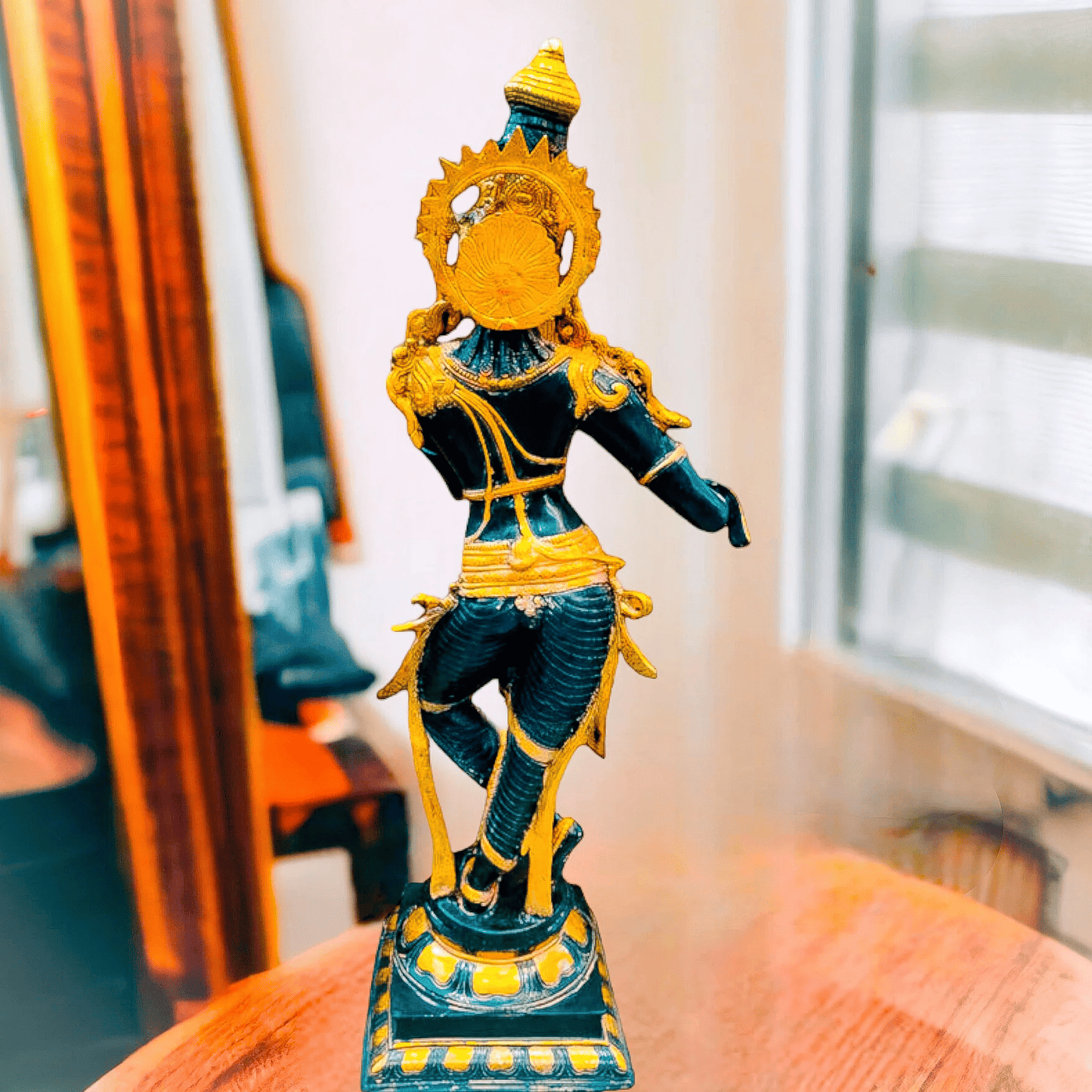 Brassaura™ Lord Krishna Brass Statue | Antique Black Stone Finish | Height 35 Inches & Weight 19 Kgs