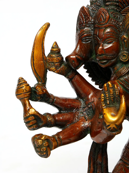 Brassaura® Panchamukhi Hanuman | Pure Brass Sculpture | Height 8.5 Inches & Weight 3.70 kgs