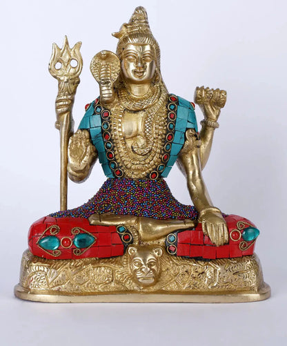 Brassaura® Brass Sitting Shiva Statue | Height 8 Inches